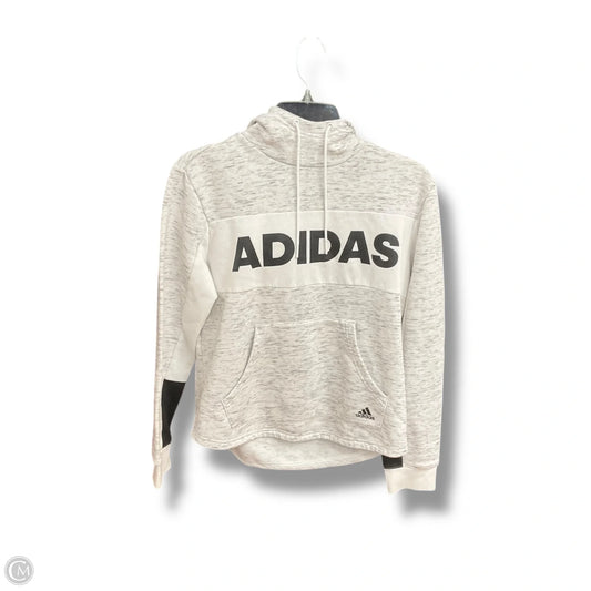 Athletic Top Long Sleeve Hoodie By Adidas In Black & Grey, Size: M