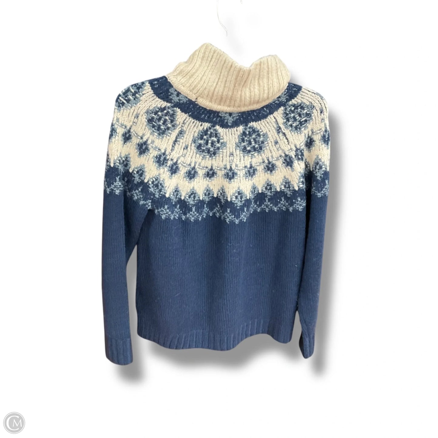 Sweater By Lucky Brand In Blue & Cream, Size: S