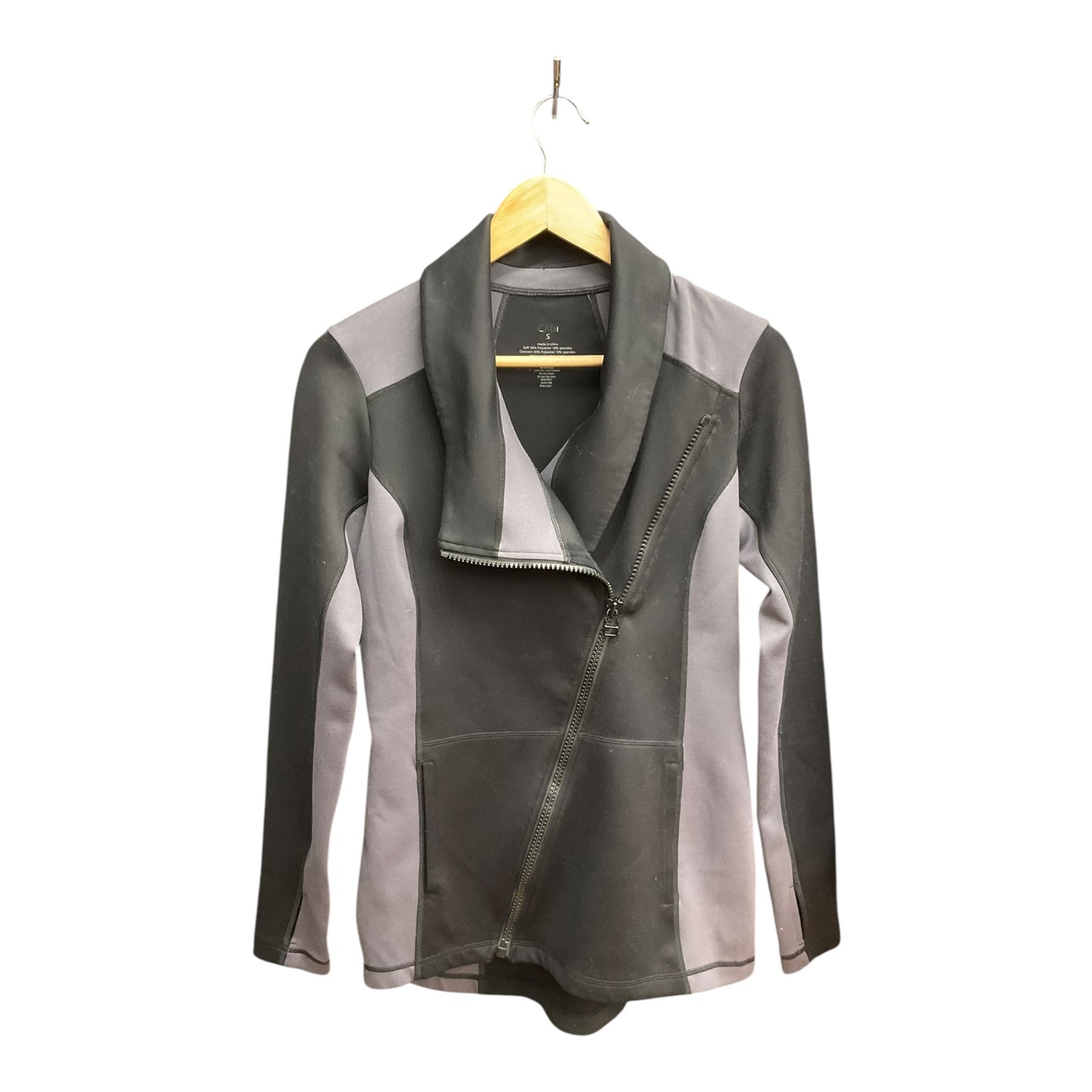 Athletic Jacket By Cabi In Black & Grey, Size: S