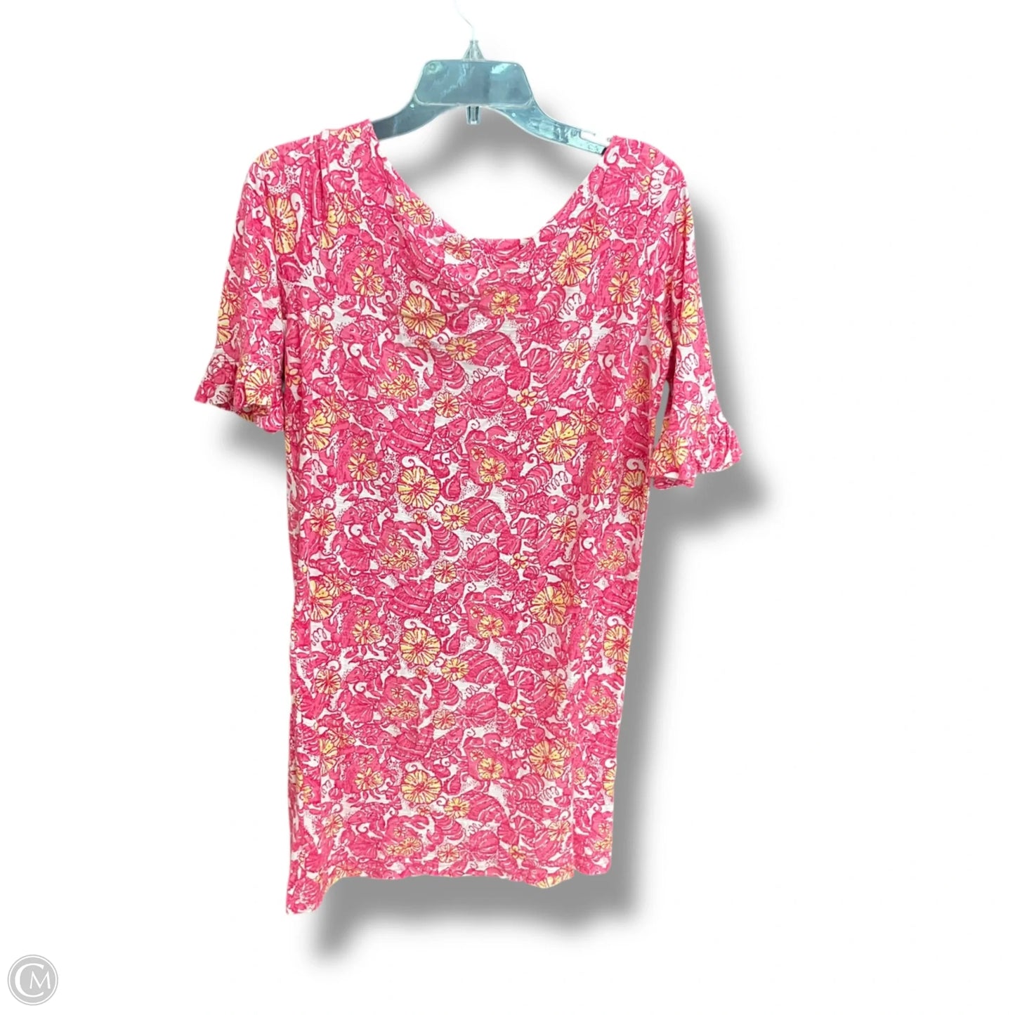 Top 3/4 Sleeve Designer By Lilly Pulitzer In Pink & White, Size: S