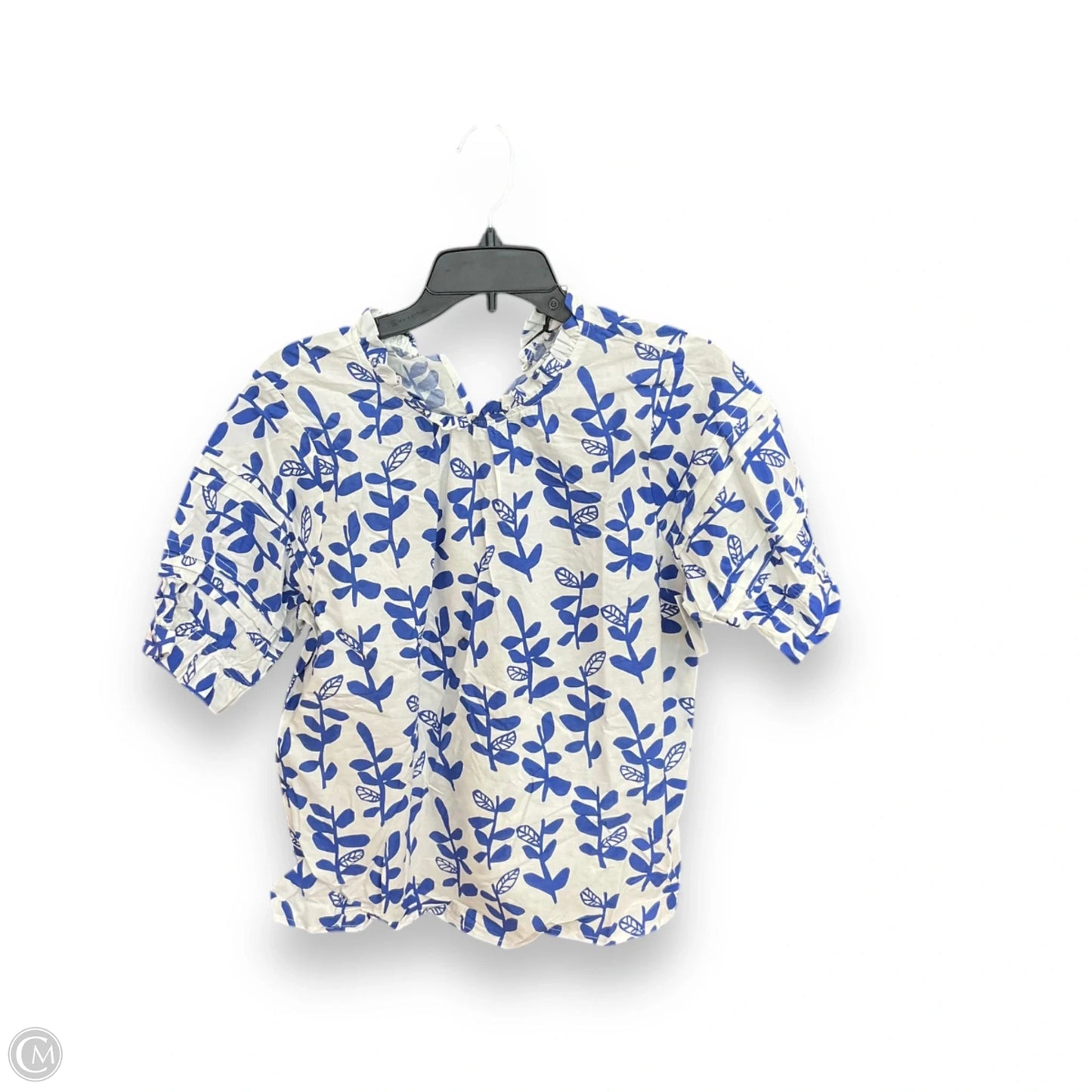 Top Short Sleeve By Thml In Blue & White, Size: L
