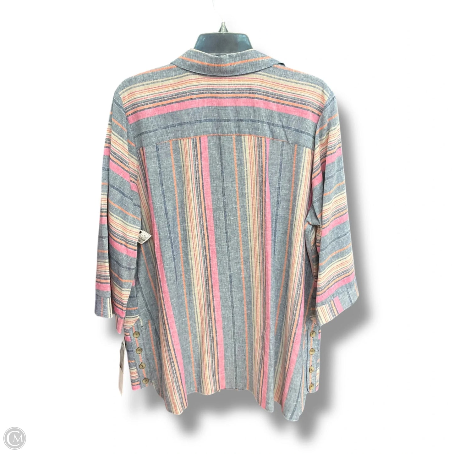 Blouse 3/4 Sleeve By Foxcroft In Striped Pattern, Size: Xl