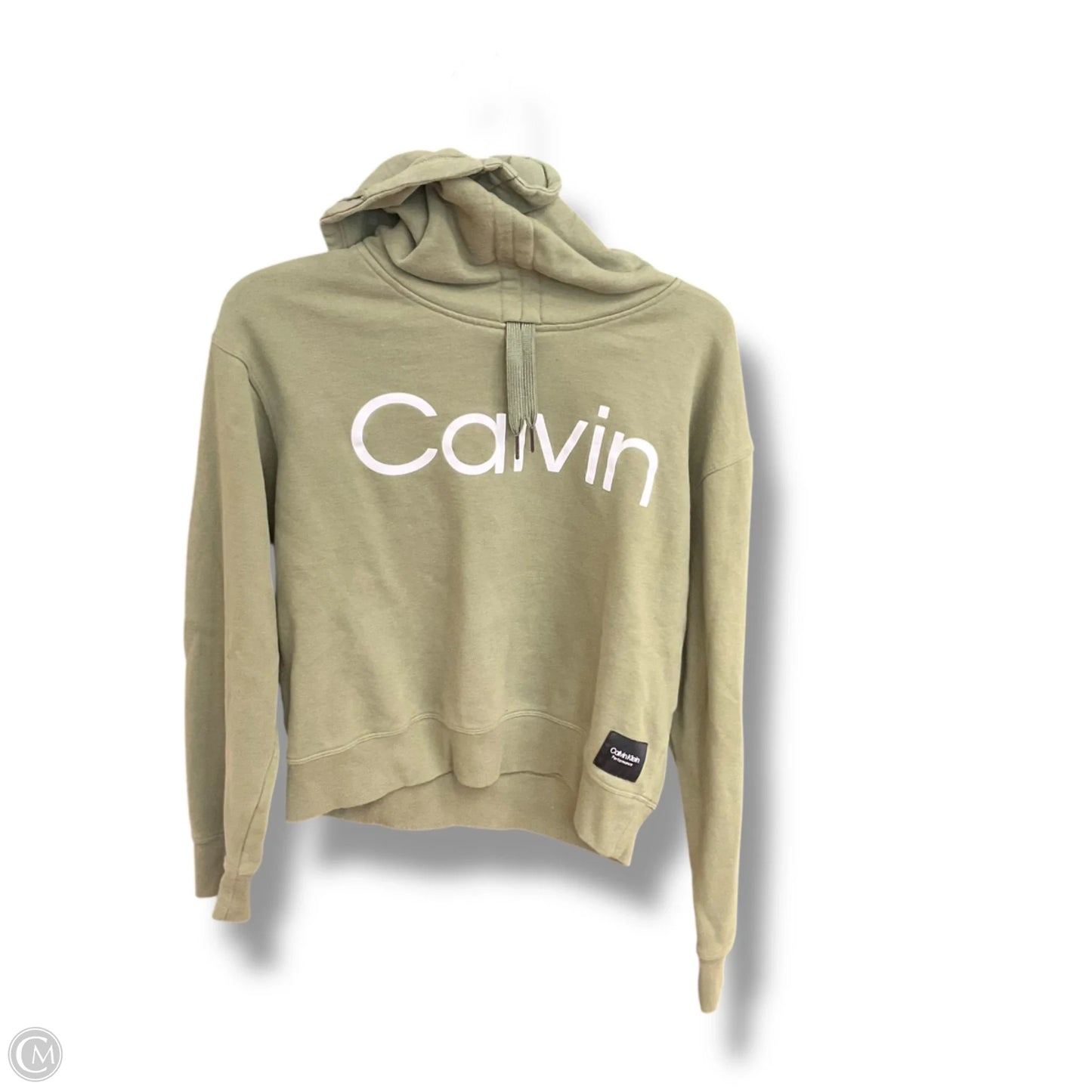 Athletic Top Long Sleeve Collar By Calvin Klein In Green, Size: M