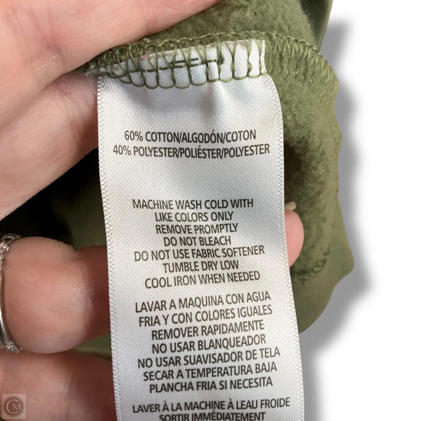 Athletic Top Long Sleeve Collar By Calvin Klein In Green, Size: M