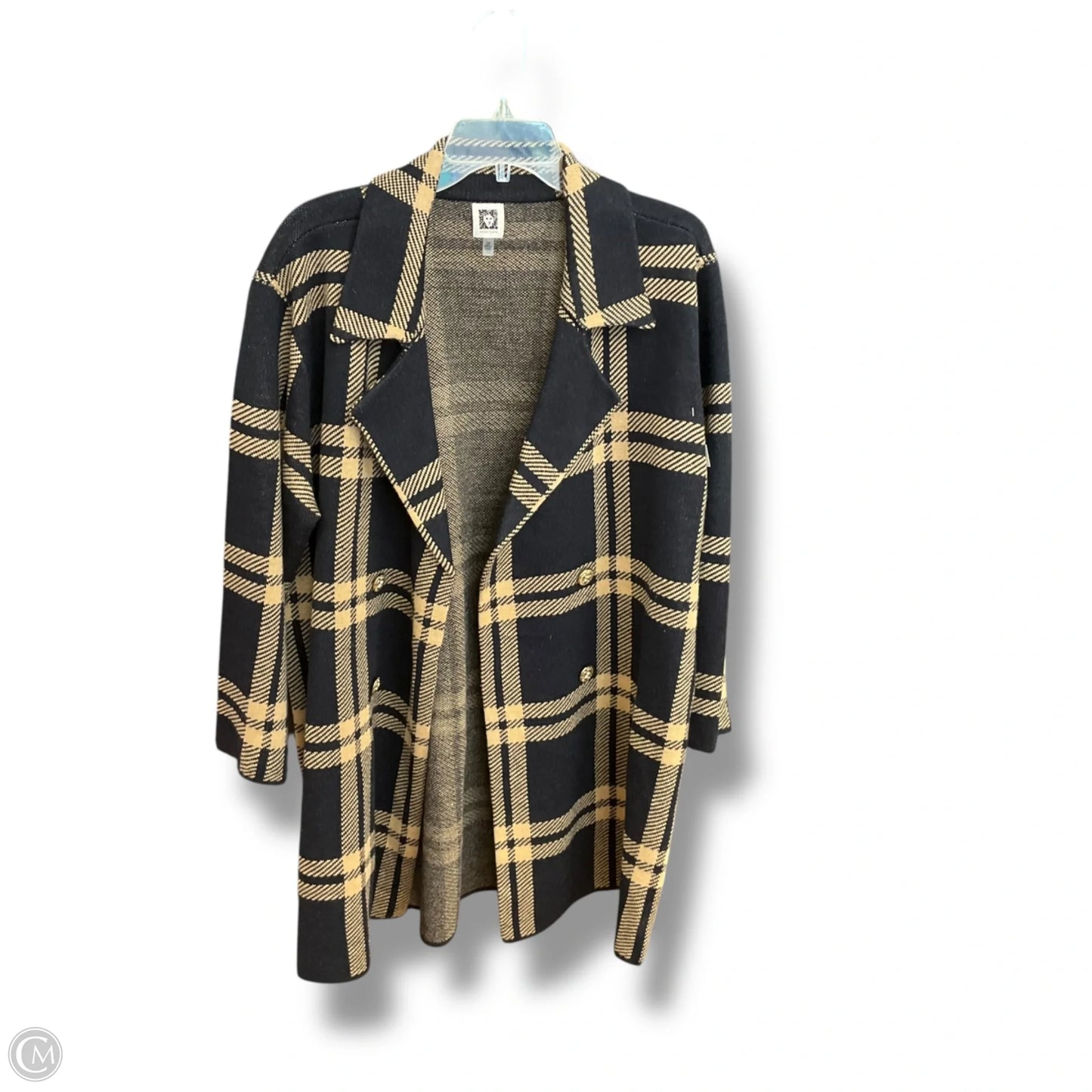 Sweater Cardigan By Anne Klein In Plaid Pattern, Size: 2x