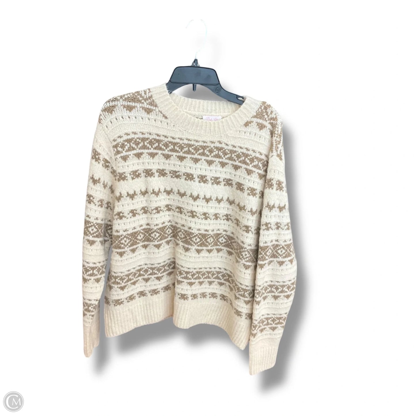 Sweater By Pink Lily In Brown & Cream, Size: M