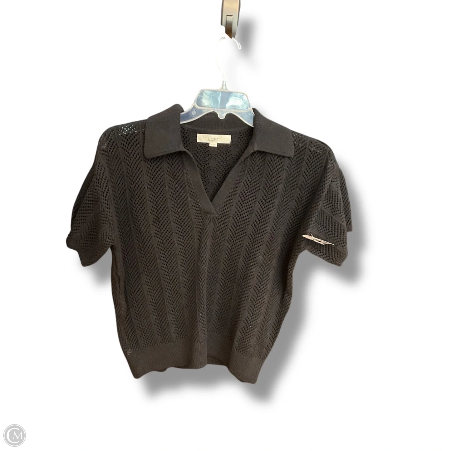 Sweater Short Sleeve By Loft In Black, Size: M