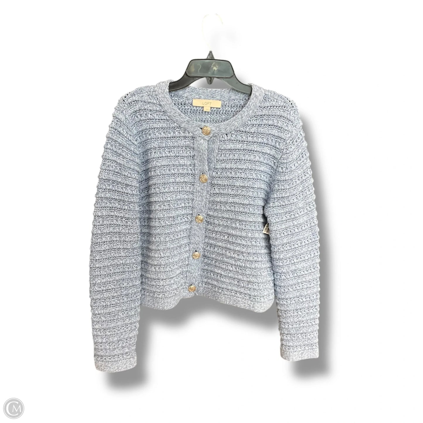 Sweater Cardigan By Loft In Blue, Size: L