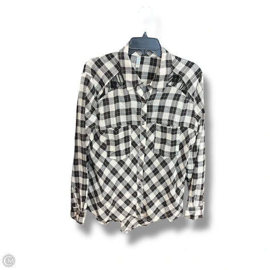 Blouse Long Sleeve By Free People In Plaid Pattern, Size: M