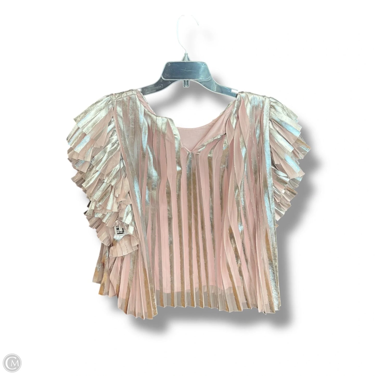 Top Short Sleeve By Anthropologie In Pink & Silver, Size: M