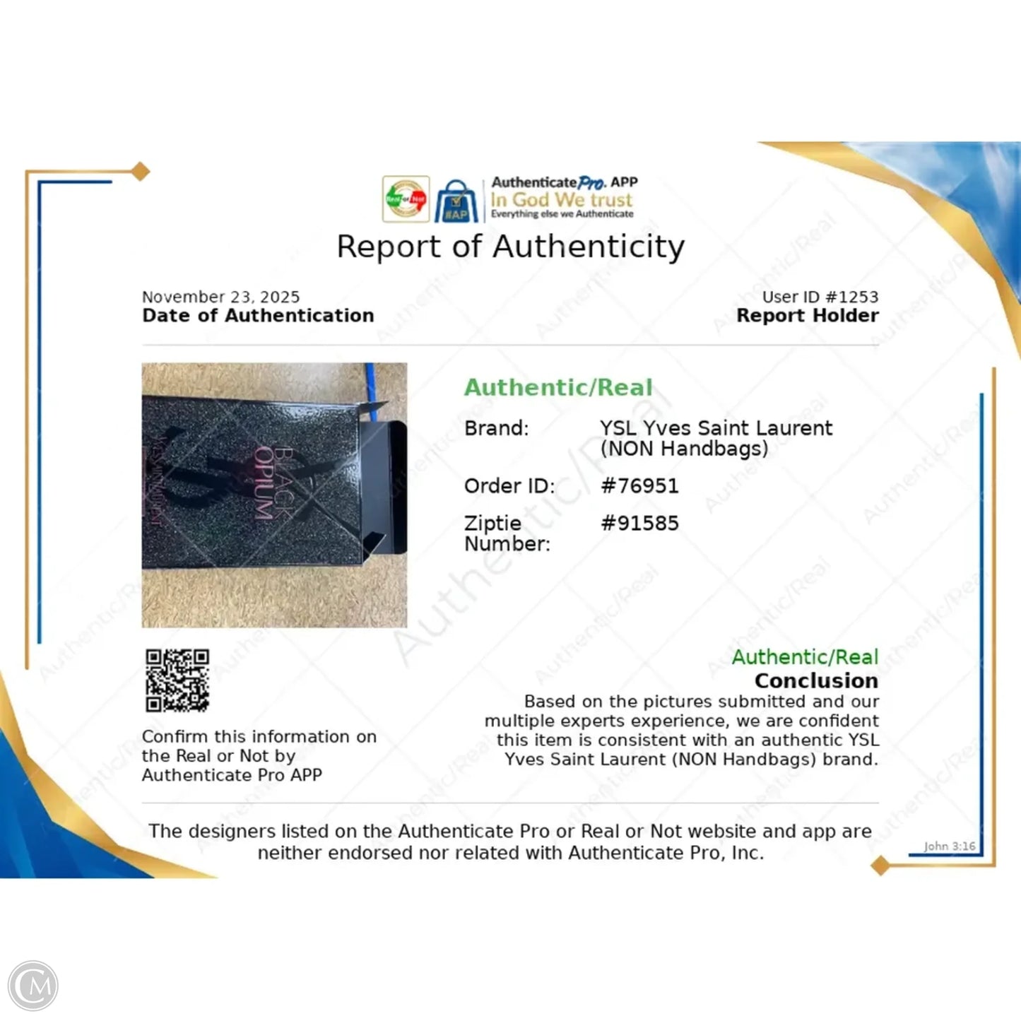 Fragrance Luxury Designer By Yves Saint Laurent, Size: Large