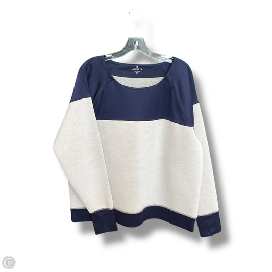 Sweatshirt Crewneck By Athleta In Blue & Grey, Size: 1x
