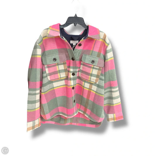 Jacket Shirt By Free Assembly In Pink & White, Size: Xl