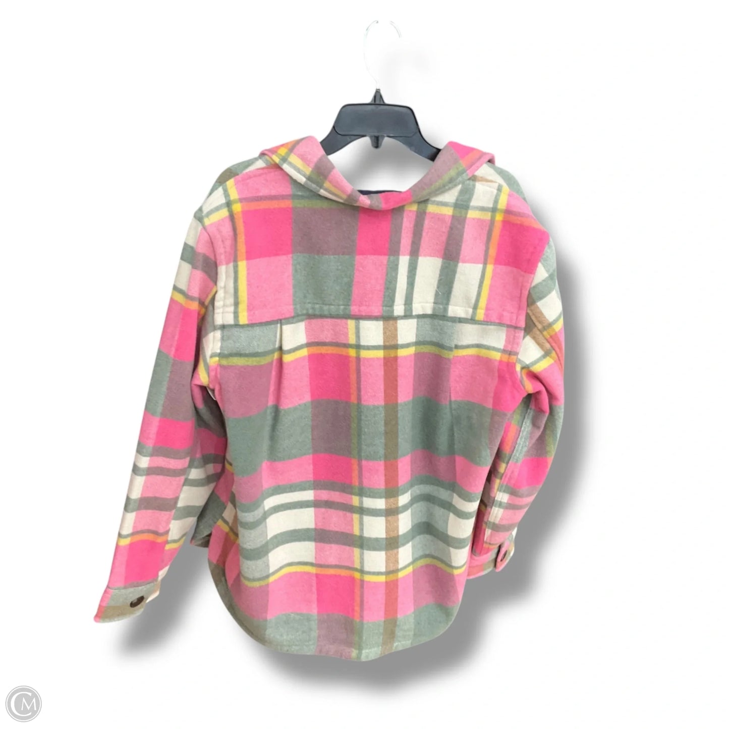 Jacket Shirt By Free Assembly In Pink & White, Size: Xl
