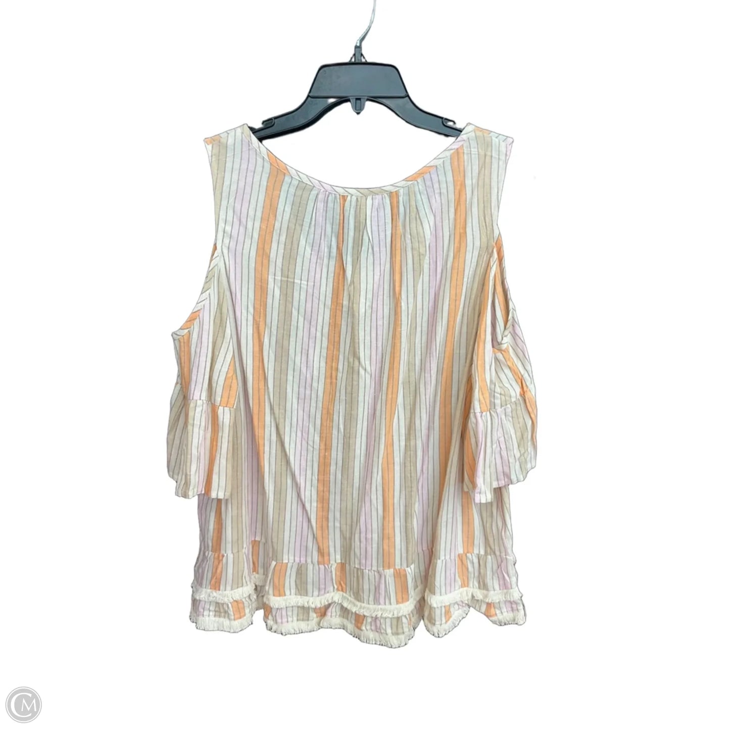 Top Short Sleeve By Cato In Striped Pattern, Size: Xl