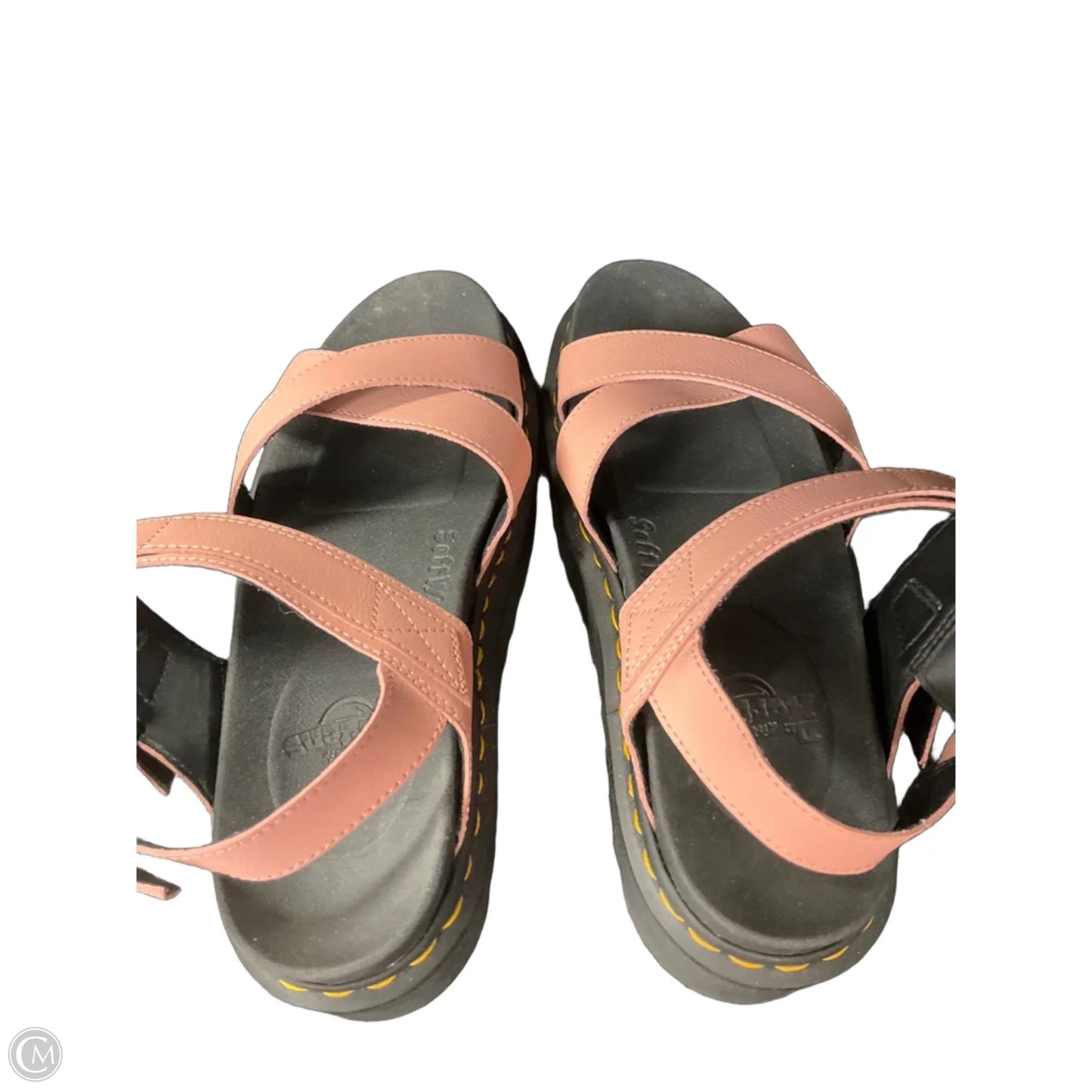 Sandals Heels Platform By Dr Martens In Black & Pink, Size: 11