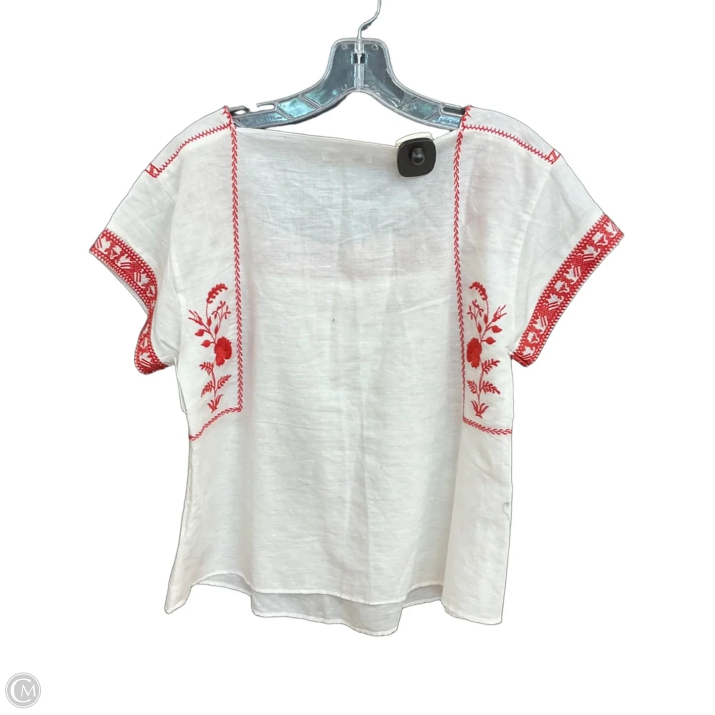 Top Short Sleeve By Madewell In Red & White, Size: M