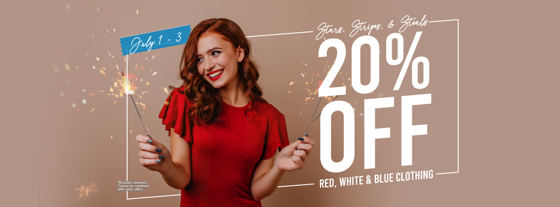 July 1-3 | 20% Off Red, White, & Blue Clothing
