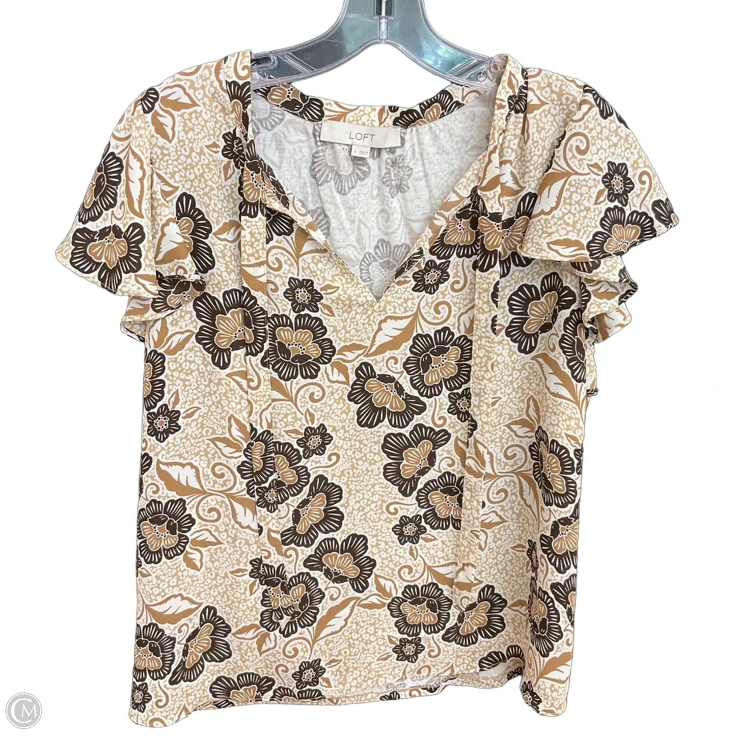 Top Short Sleeve By Loft In Brown, Size: S