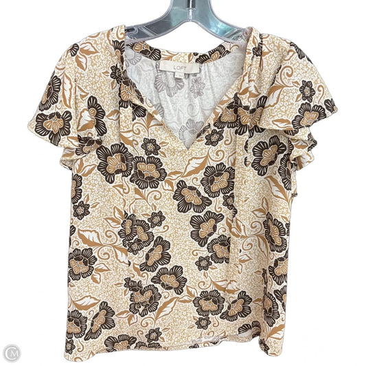 Top Short Sleeve By Loft In Brown, Size: S