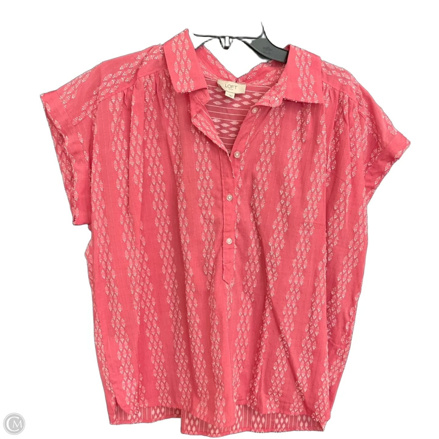 Blouse Short Sleeve By Loft In Red, Size: L