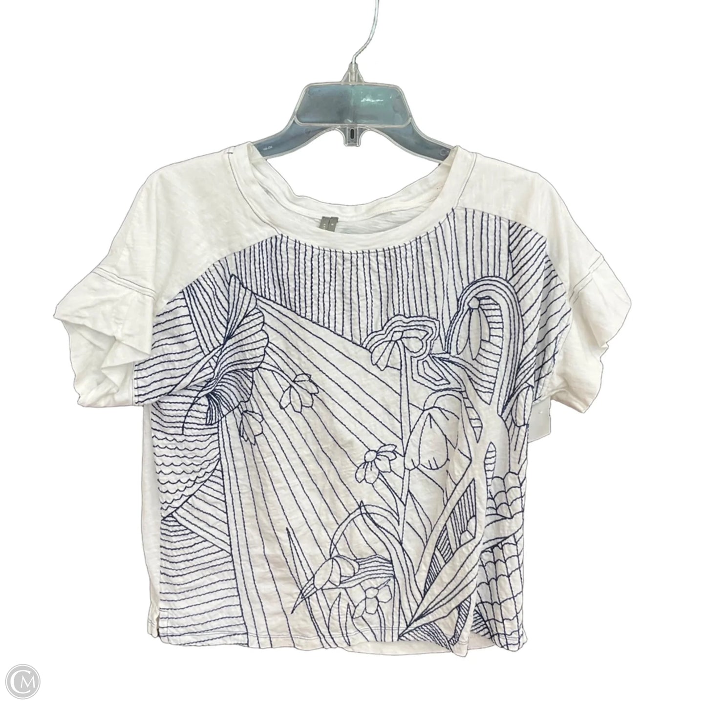 Top Short Sleeve By Anthropologie In White, Size: M