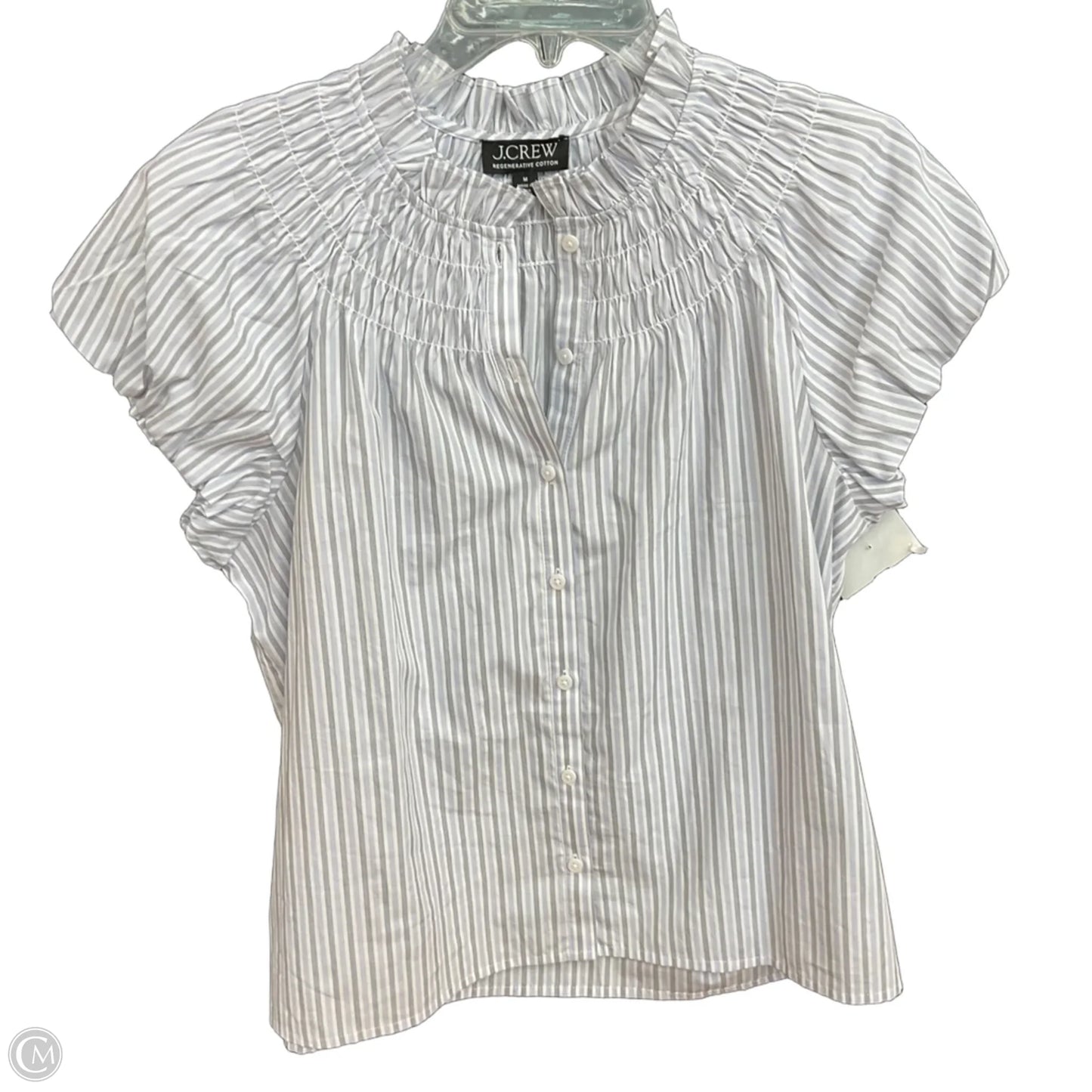 Blouse Short Sleeve By J. Crew In Striped Pattern, Size: M