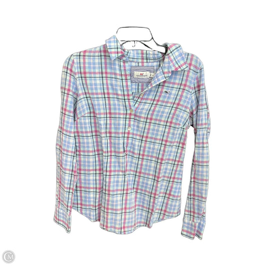 Top Long Sleeve By Vineyard Vines In Plaid Pattern, Size: S