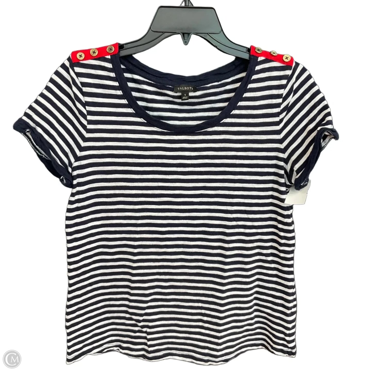 Top Short Sleeve By Talbots In Striped Pattern, Size: S