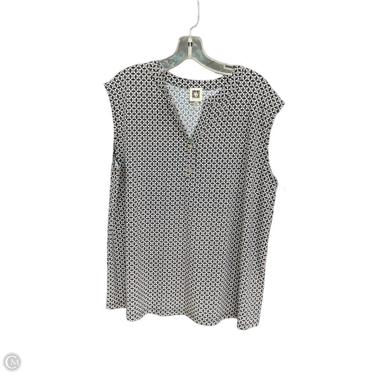 Top Sleeveless By Anne Klein In Navy, Size: 1x