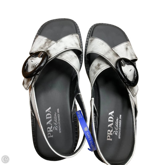 Sandals Luxury Designer By Prada In Grey, Size: 9