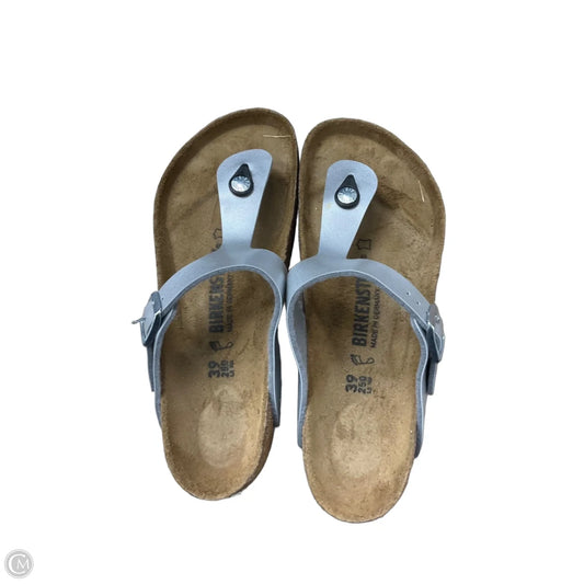 Sandals Flats By Birkenstock In Silver, Size: 8.5