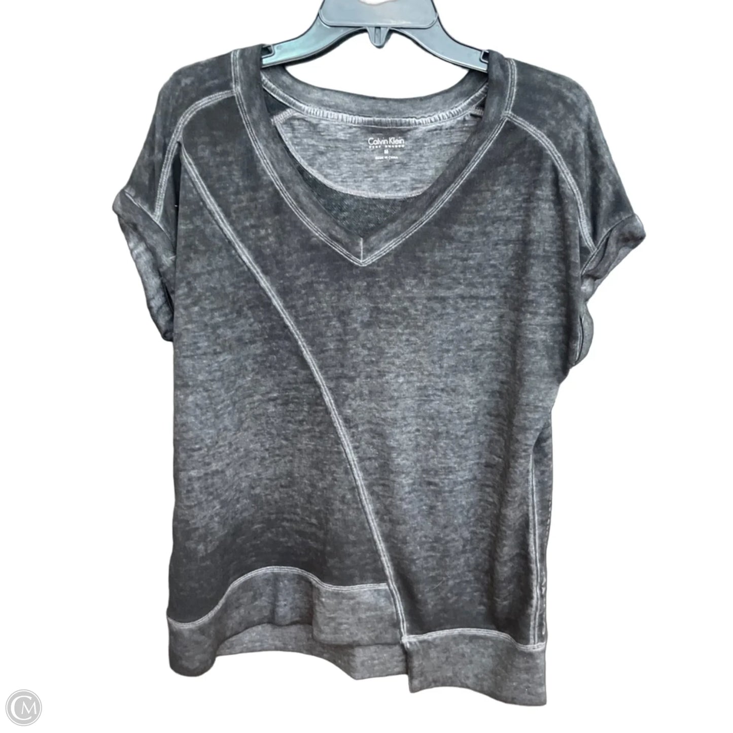 Athletic Top Short Sleeve By Calvin Klein In Grey, Size: M