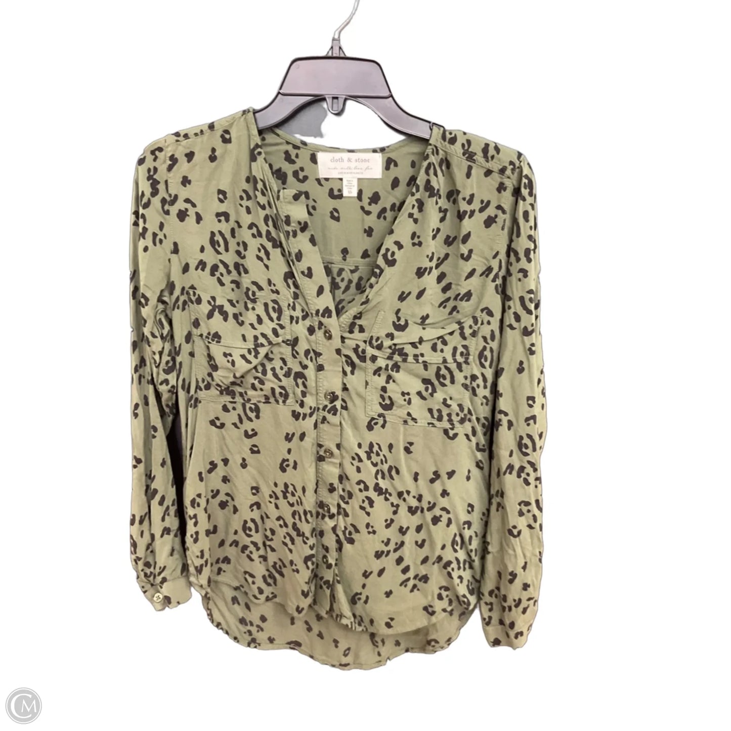 Blouse Long Sleeve By Cloth & Stone In Green, Size: Xs