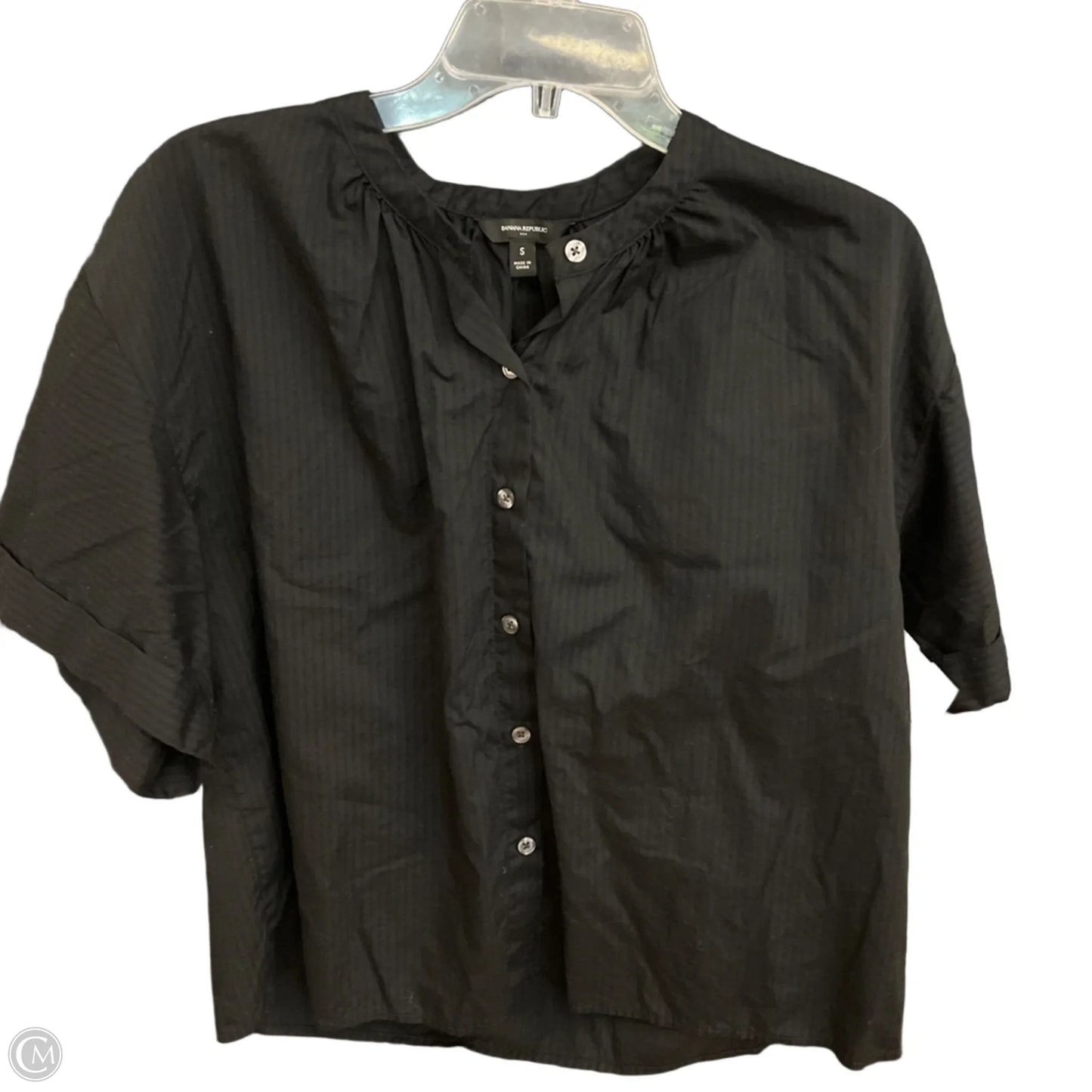Blouse Short Sleeve By Banana Republic In Black, Size: S