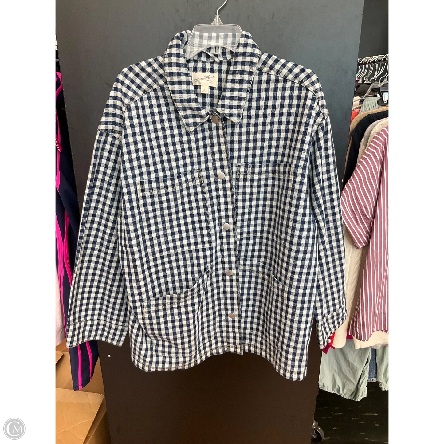Jacket Denim By Universal Thread In Checkered Pattern, Size: Xl