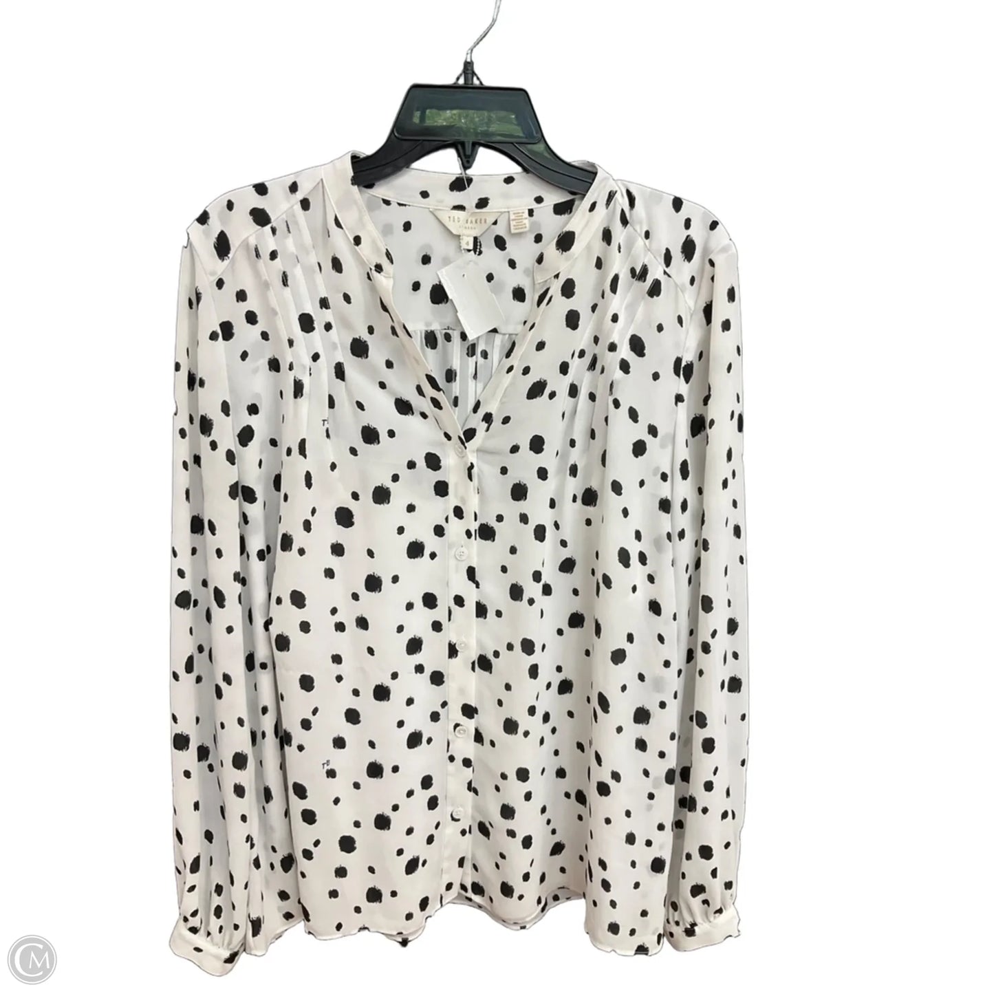 Blouse Long Sleeve By Ted Baker In White, Size: S