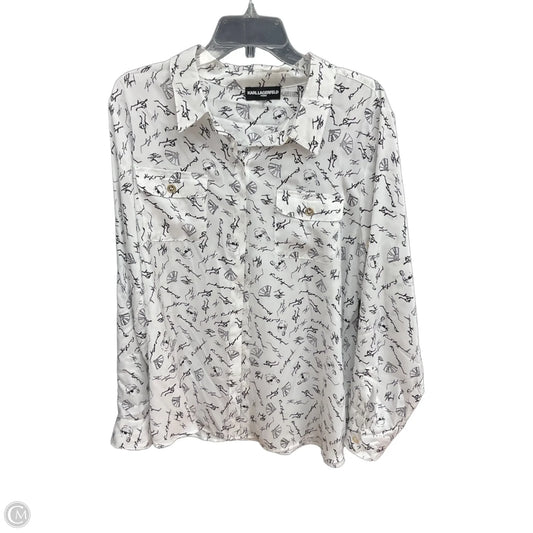 Blouse Designer By Karl Lagerfeld In White, Size: Xl