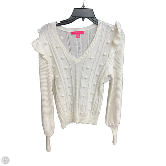 Sweater Cardigan Designer By Lilly Pulitzer In White, Size: Xs