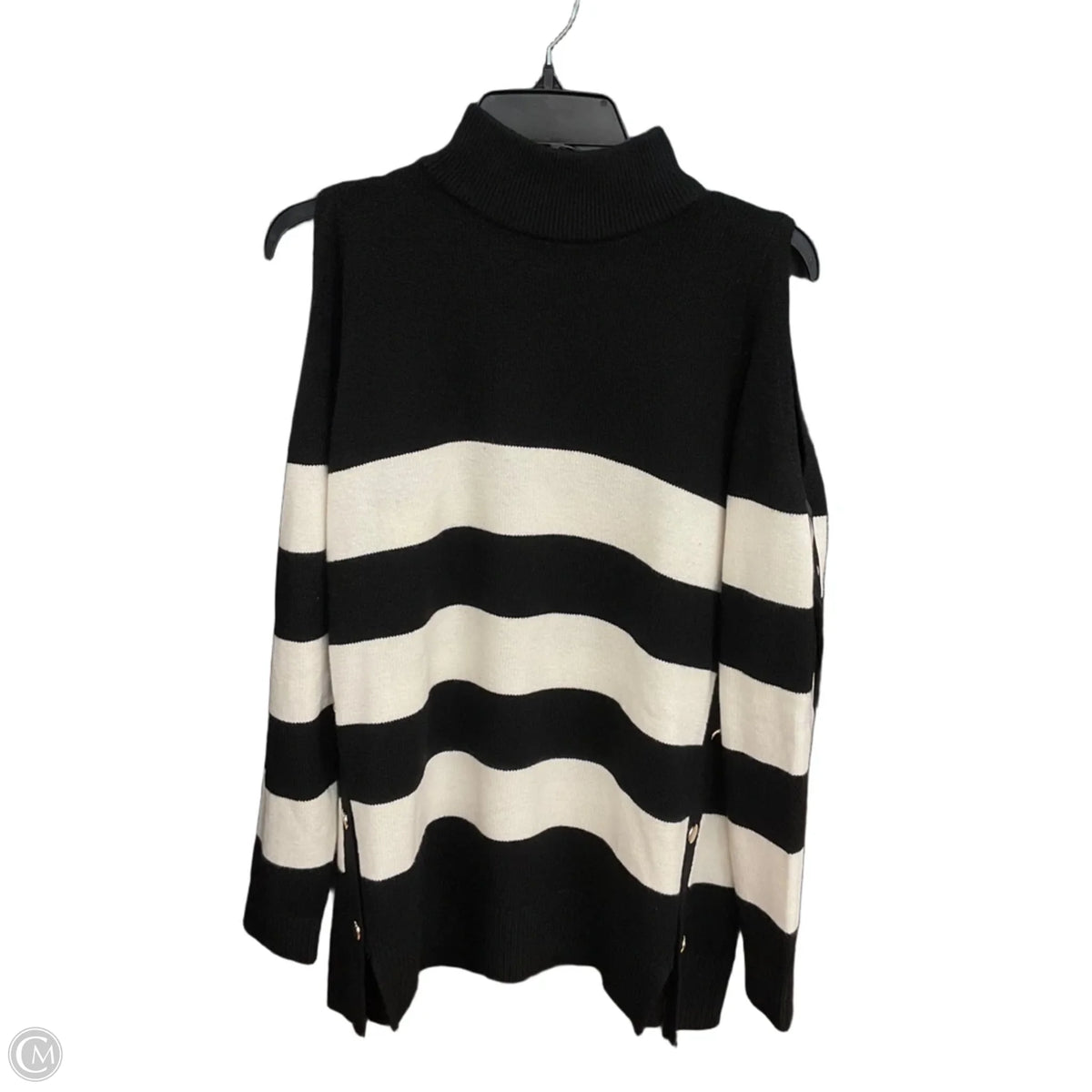 Sweater By Chicos In Striped Pattern, Size: L