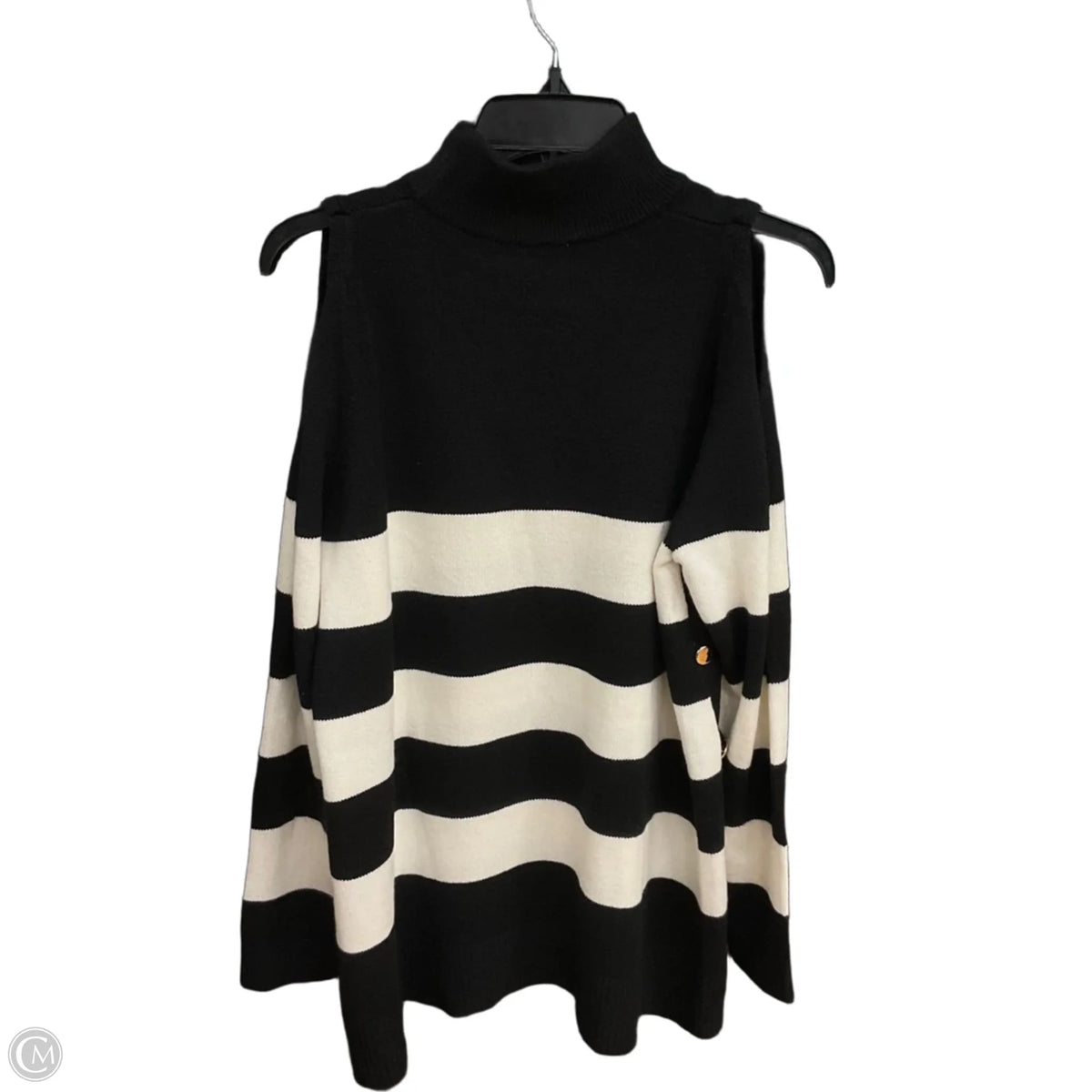 Sweater By Chicos In Striped Pattern, Size: L