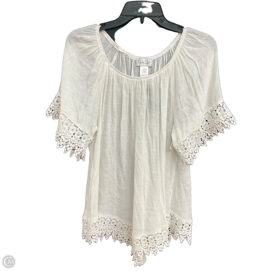 Top Short Sleeve By Clothes Mentor In White, Size: L