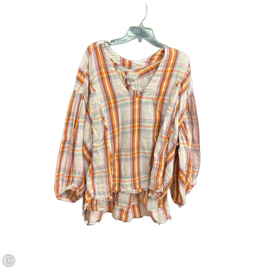 Top Long Sleeve By We The Free In Plaid Pattern, Size: L