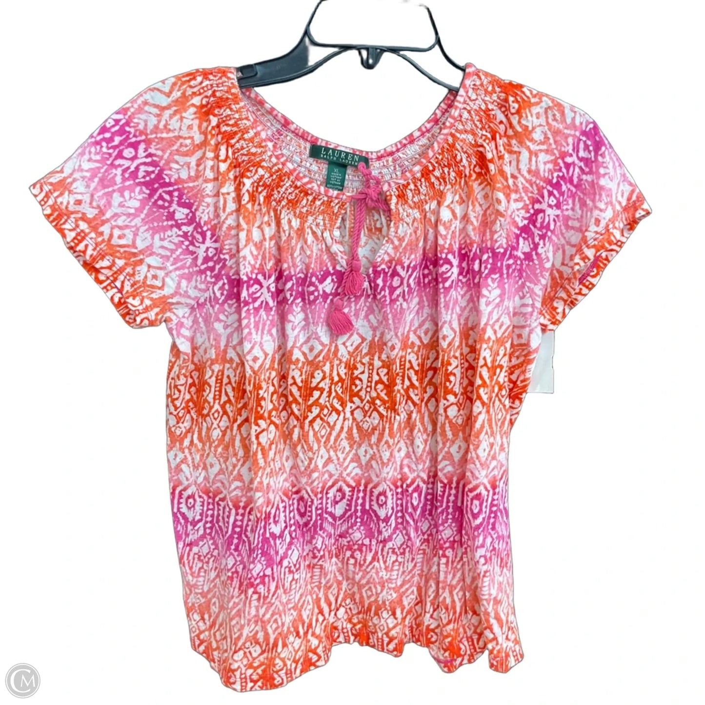 Top Short Sleeve By Lauren By Ralph Lauren In Orange, Size: Xl