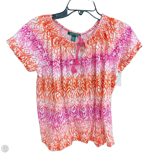 Top Short Sleeve By Lauren By Ralph Lauren In Orange, Size: Xl