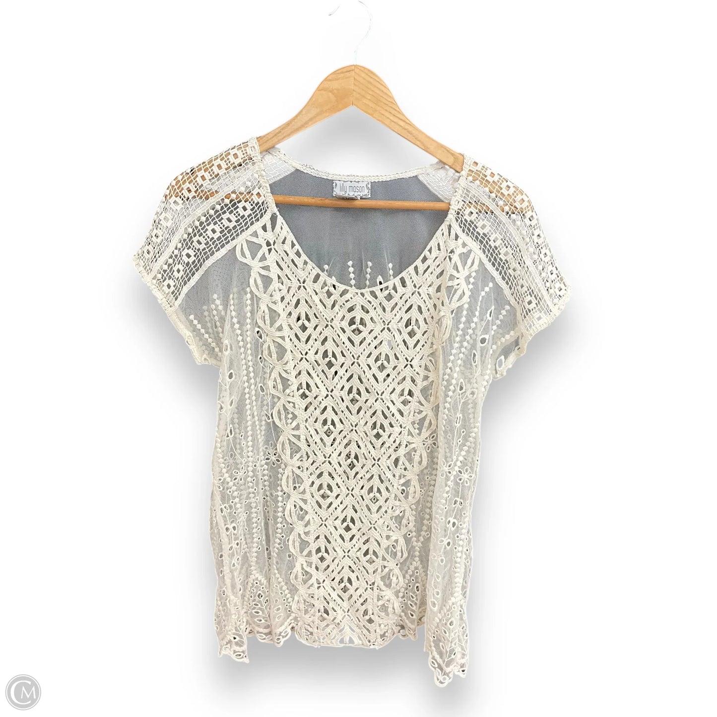 Top Short Sleeve Basic By Lilly Mason In Cream, Size: S