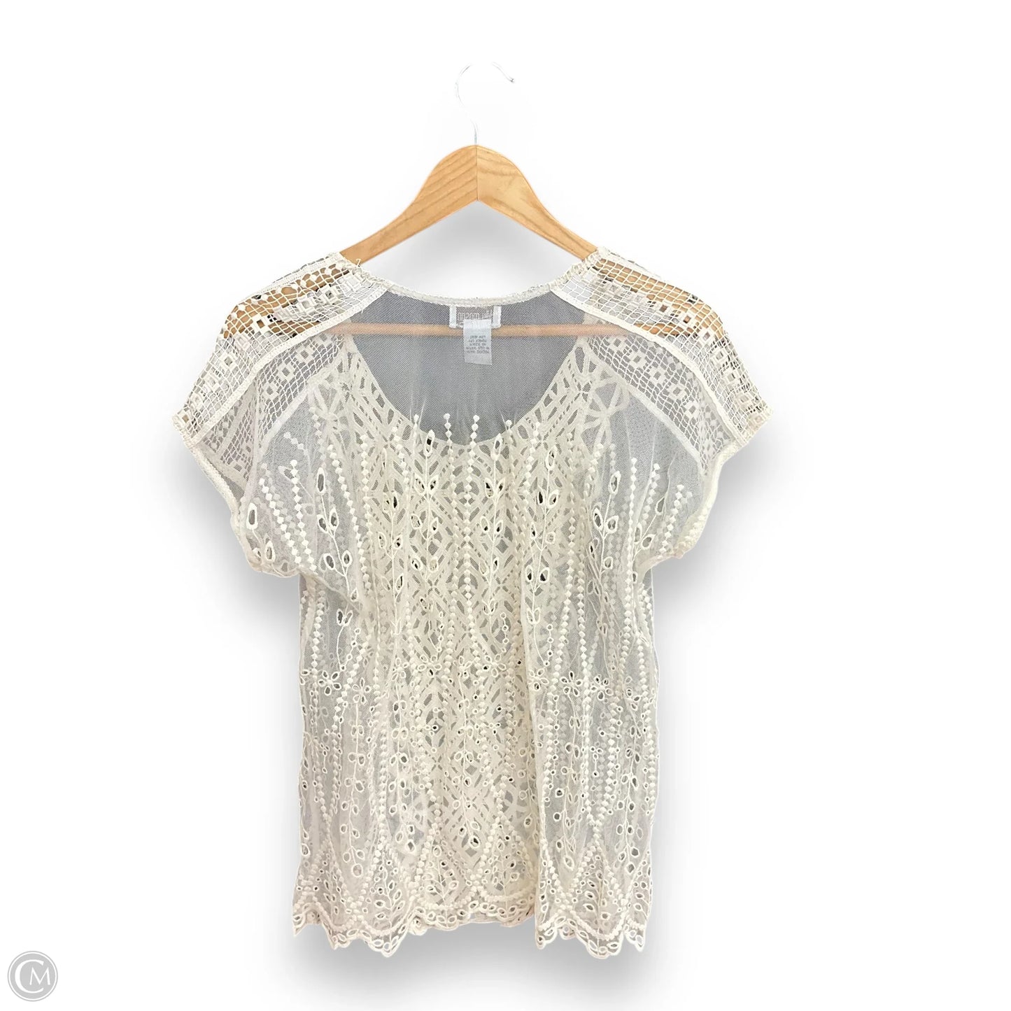 Top Short Sleeve Basic By Lilly Mason In Cream, Size: S