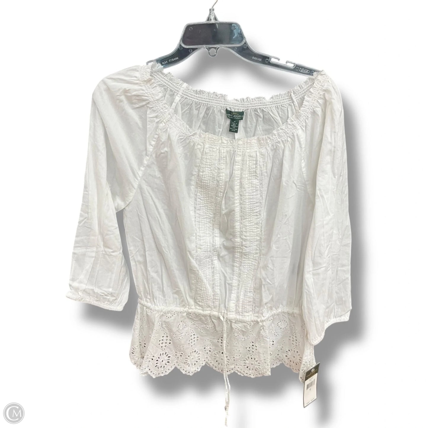 Top 3/4 Sleeve By Ralph Lauren Co In White, Size: M