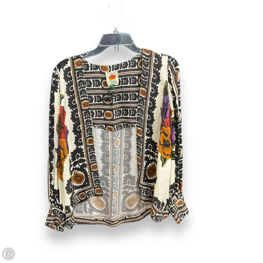 Sweater Cardigan By Farm Rio In Floral Print, Size: Xs