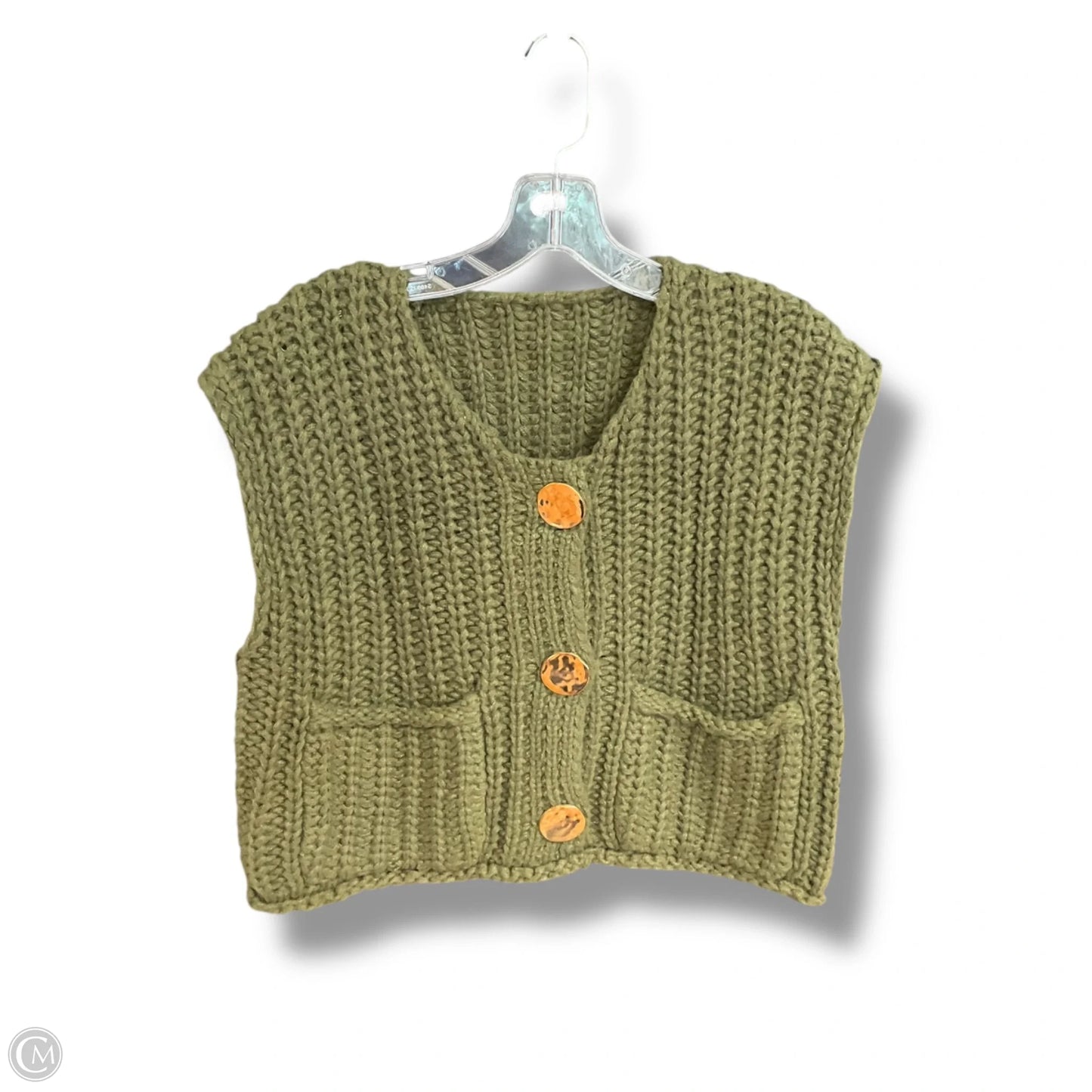 Vest Sweater By New Trends In Green, Size: S